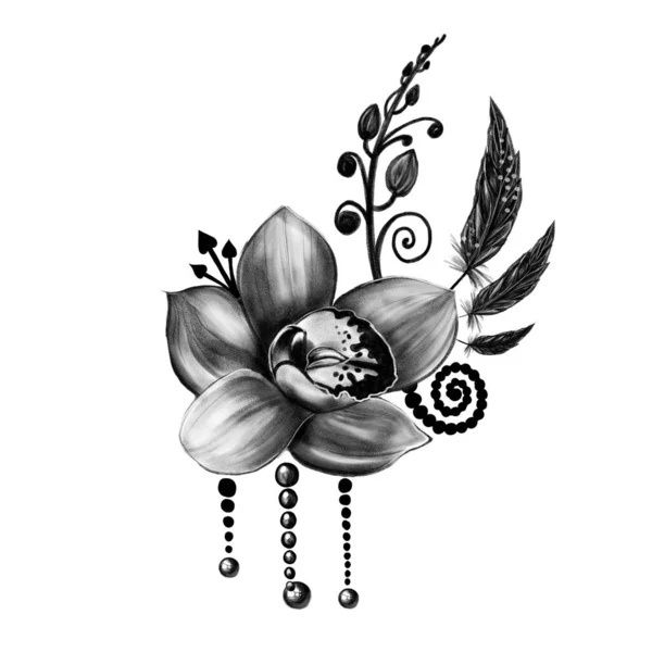 Floral μοτίβο τατουάζ — Φωτογραφία Αρχείου