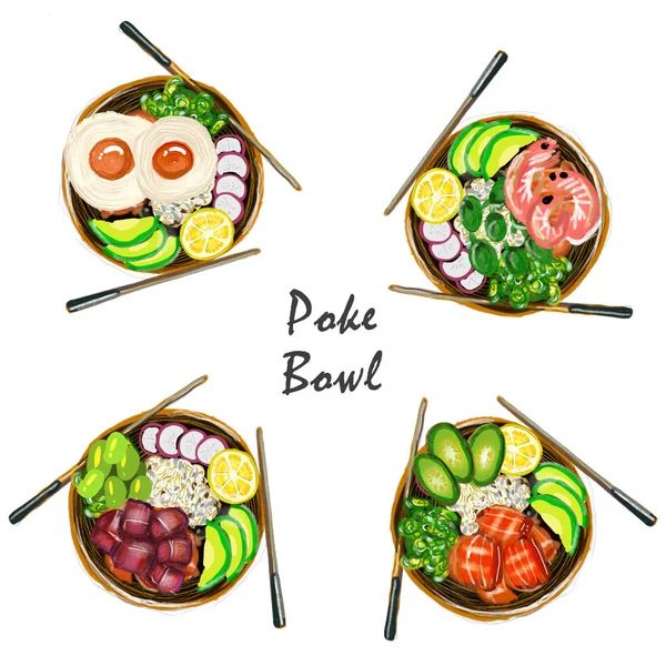 Poke Bowl Hawaii konyha élelmiszer-természetes étterem — Stock Fotó