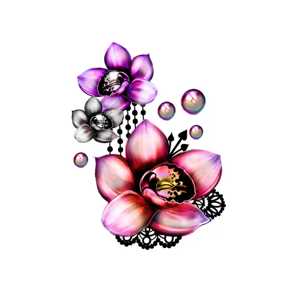 Virág színű mintás tetoválás — Stock Fotó