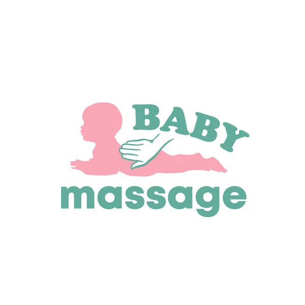 Logotipo Massagem Recém Nascido Bebê Com Mãos Vetor Ilustração Sinal —  Vetores de Stock