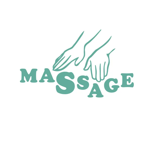 Massagem Logotipo Vetor Ilustração Duas Mãos Sinal — Vetor de Stock