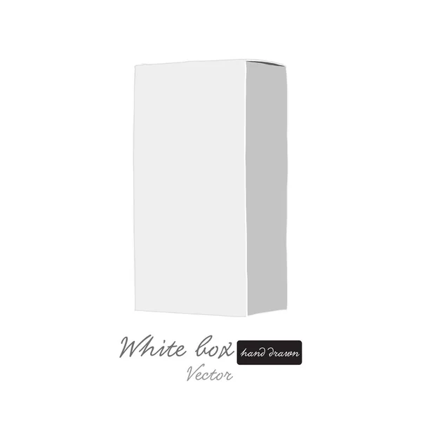 White Box Freehand Drawn Illustration Package Vector Shape Isolated White — стоковый вектор