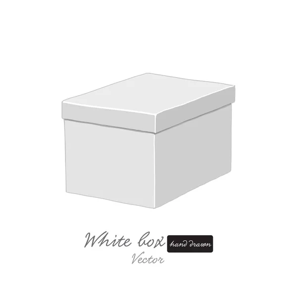 White Box Freehand Drawn Illustration Package Vector Shape Isolated White — стоковый вектор