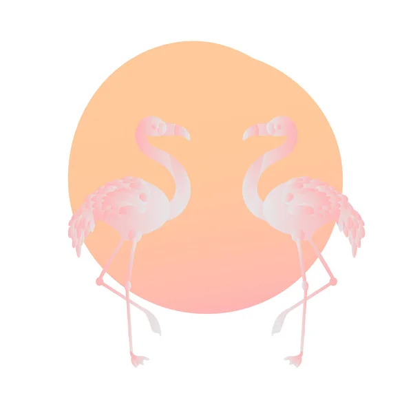 Tropischen Vögeln Satz Von Flamingo Exotische Rosenvogel Illustrationen Dschungelbaum Trendige — Stockvektor