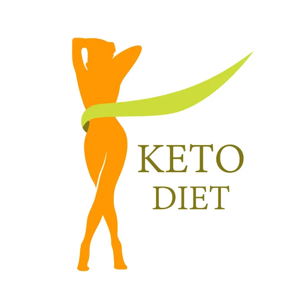 Keto Dieta Mulher Corpo Figura Metro Cartão Cetogênico —  Vetores de Stock