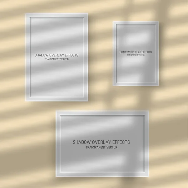 Shadow Overlay Effects Transparent Shutter Curtains Reflection Vector Poster Mockup — Stock Vector