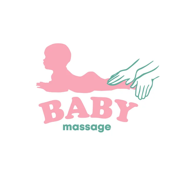 Baby Newborn Massage Logo Hands Vector Illustration Sign — Stock Vector