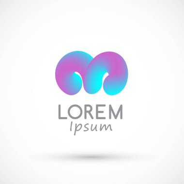 Curl logo neon vektör akışkan element ram boynuzları girdap parlak simge sıvı işareti