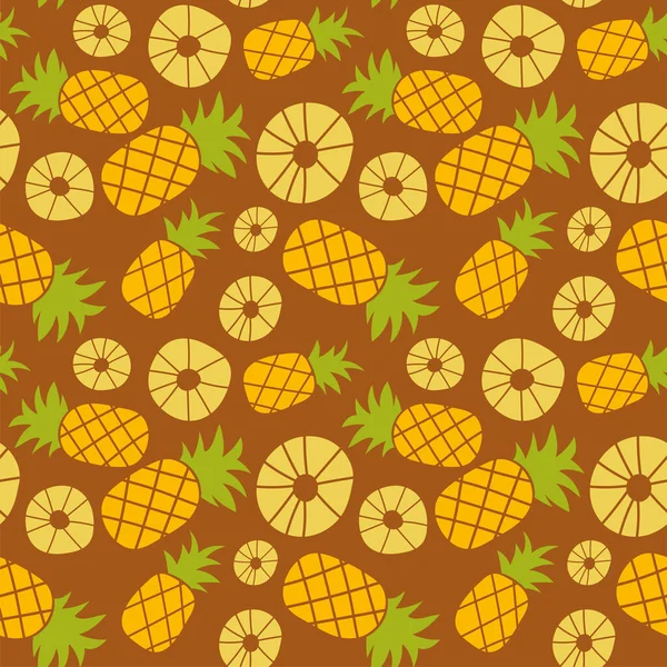 Pineapple Seamless Pattern Hand Drawn Fresh Slice Ananas Vector Sketch — Stock Vector