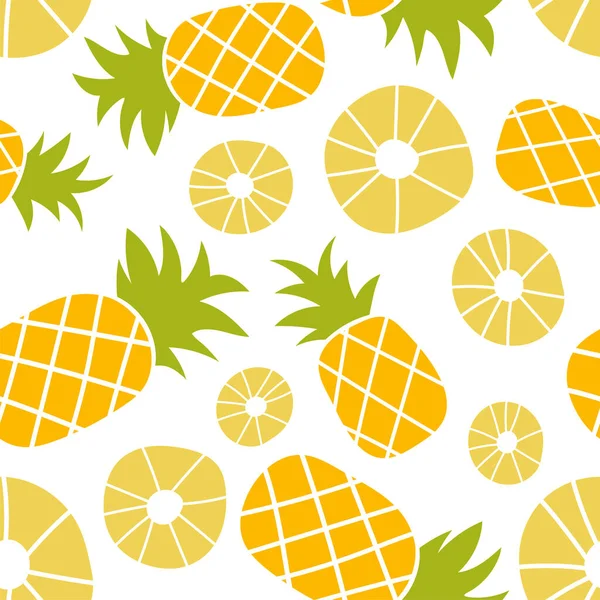 Ananas Nahtloses Muster Von Hand Gezogene Frische Ananasscheiben Vektor Skizze — Stockvektor