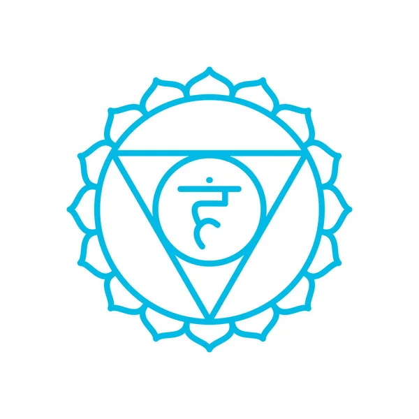 Icono Vishuddha Quinto Chakra Gutural Símbolo Línea Azul Vectorial Signo — Archivo Imágenes Vectoriales