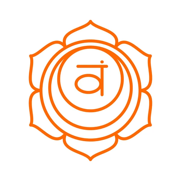 Icono Swadhisthana Segundo Chakra Sacro Símbolo Línea Vectorial Naranja Signo — Vector de stock