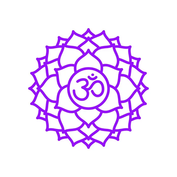 Ikon Sahasrara Mahkota Ketujuh Chakra Parietal Simbol Garis Vektor Ungu - Stok Vektor