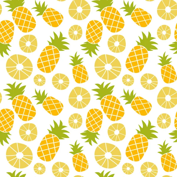 Patrón Sin Costuras Piña Rebanada Fresca Dibujada Mano Ananas Boceto — Vector de stock