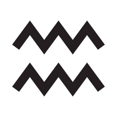 Kova burcu. Zodiac burcu. Astrolojik takvim. Zodiacal siyah-beyaz vektör yıldız falı. Satır sembolü