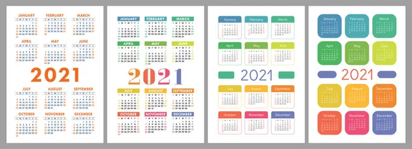 カレンダー2021コレクションセット — ストックベクタ
