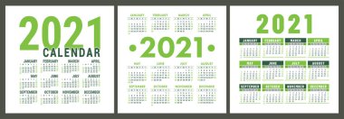 Takvim 2021, ayarlandı. Vektör cebi veya duvar kare şablon koleksiyonu. Ocak, Şubat, Mart, Nisan, Mayıs, Haziran, Temmuz, Ağustos, Eylül, Ekim, Kasım, Aralık