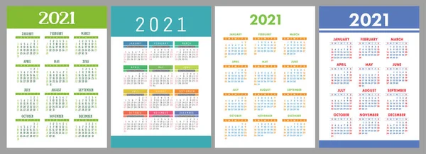 Calendário 2021 Conjunto Coleta — Vetor de Stock