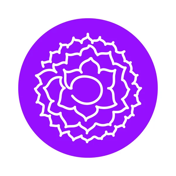 Icono Sahasrara Séptima Corona Chakra Parietal Vector Símbolo Línea Púrpura — Vector de stock