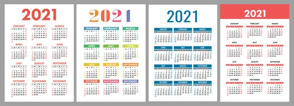 Calendario 2021 Set Raccolta — Vettoriale Stock