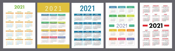 カレンダー2021コレクションセット — ストックベクタ