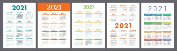 Calendário 2021 Conjunto Coleta — Vetor de Stock