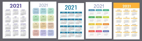 Calendario 2021 Colección Conjunto — Vector de stock