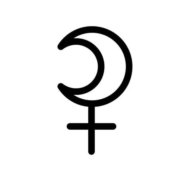 Symbole Planète Selena Signe Vectoriel Calendrier Astrologique Horoscope Zodiacal Noir — Image vectorielle