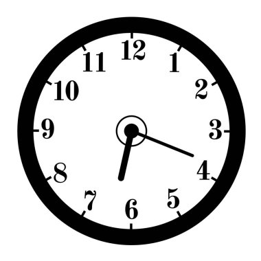 Duvar ya da masa saati. Vektör çizimi. Yuvarlak klasik tasarım. Saat ve dakika cinsinden zaman.