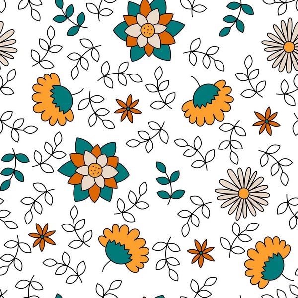 Patrón Sin Costura Floral Flores Vectoriales Impresión Moda Diseño Para — Archivo Imágenes Vectoriales