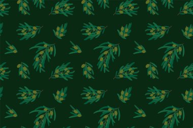 Siyah zeytin dikişsiz desen. El yapımı taze meyveler. Vektör robot resim geçmişi. Renkli karalama duvar kağıdı. Doğal baskı