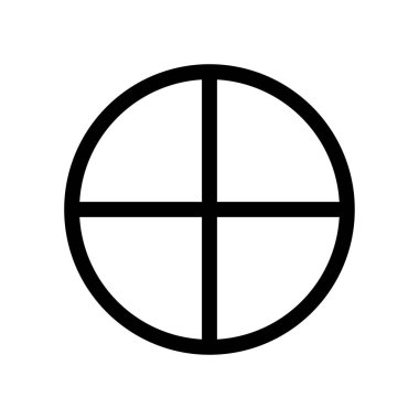 Dünya gezegeni sembolü. Vektör işareti. Astrolojik takvim. Zodiacal siyah beyaz yıldız falı. Taslak çizimi. Jyotisha. Hinduizm, Hindistan ya da Vedik astrolojisi