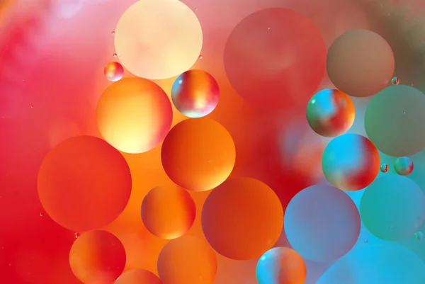Olja Och Vatten Abstrakt Färgglada Bubblor — Stockfoto