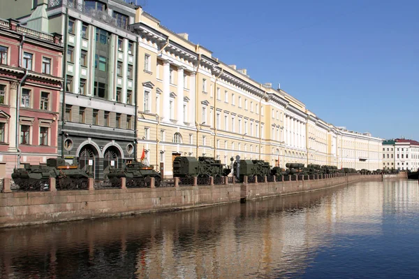 Russia Saint Petersburg June 2020 Military Equipment Moika River Embankment — Stock Photo, Image