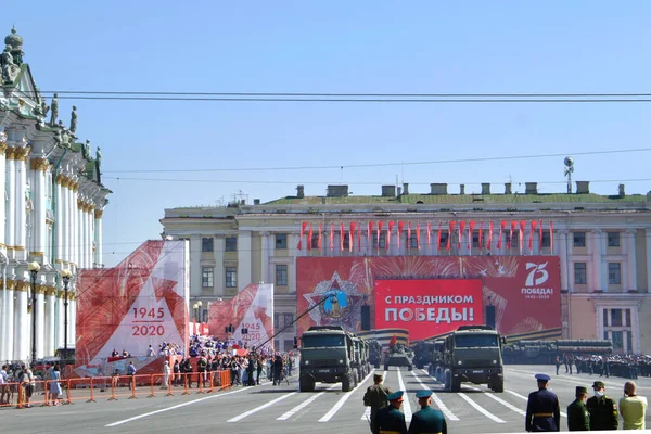 Russia Saint Petersburg June 2020 Movement Military Equipment Palace Square — Stock Photo, Image