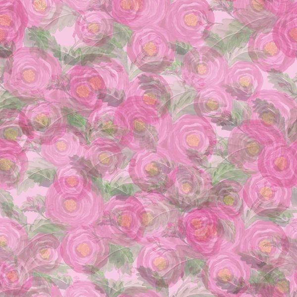 Απρόσκοπτη Μοτίβο Τριαντάφυλλα Λουλούδια Τρυφερό Ροζ Σχέδιο Για Ταπετσαρία Χαρτί — Φωτογραφία Αρχείου