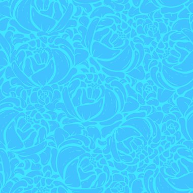 Açık mavi renkli mavi soyut çiçekler ile Seamless modeli