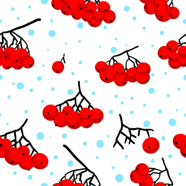 无缝的模式 在白色背景的罗恩浆果串 良好的织物设计 墙纸和包装纸 秋冬季节概念 — 图库矢量图片