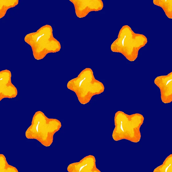 Бесшовный Рисунок Мультяшными Желтыми Звездами Синем Фоне Ночное Небо — стоковое фото