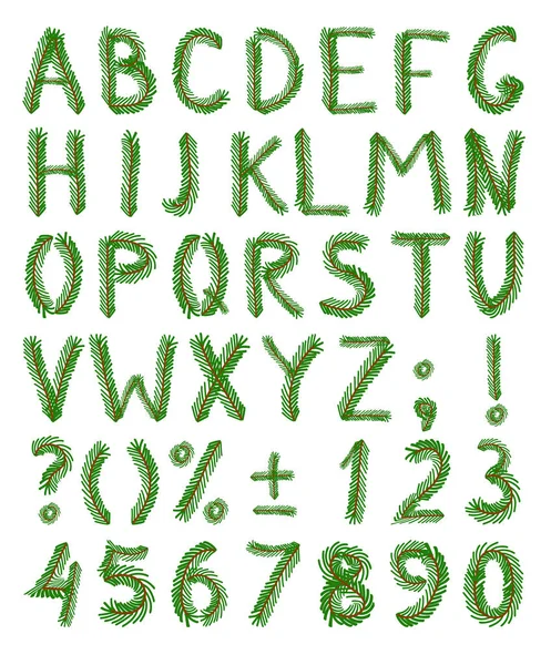 Fir tree green font — Stock Vector