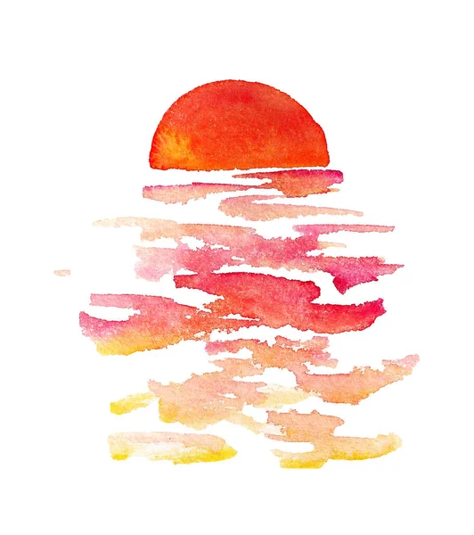 Set of watercolor marine sunset — Stock Photo, Image