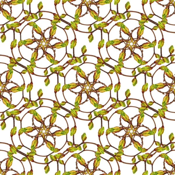 Seamless pattern with twigs and buds — Stock Photo, Image