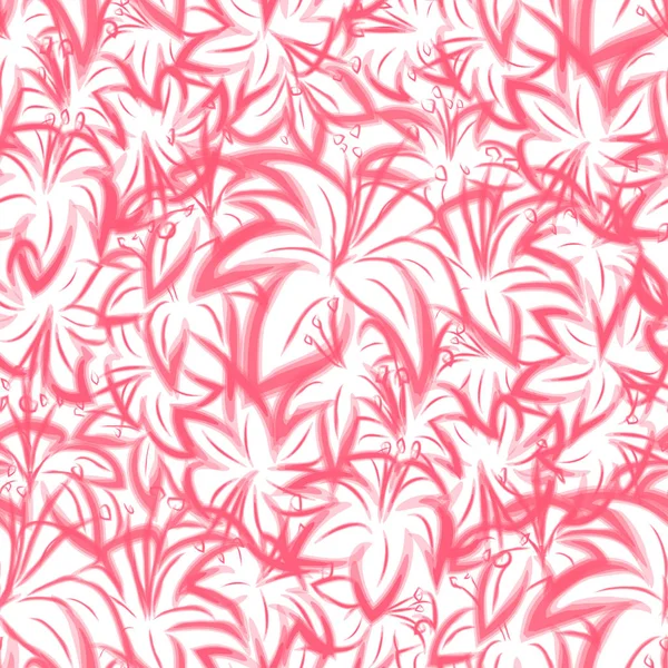 Seamless pattern with flowers of pink lily — Stock Vector