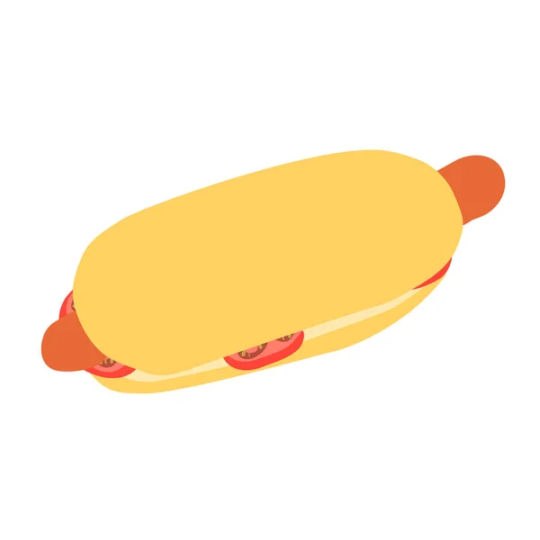 Hot dog aux tomates — Image vectorielle