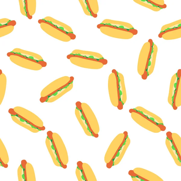 Modello senza soluzione di continuità con hot dog — Vettoriale Stock