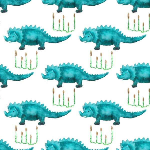 Sömlöst mönster med dinosaurier — Stockfoto