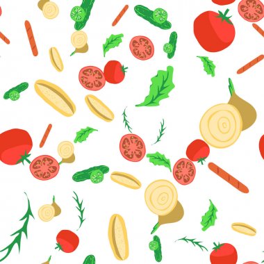 Sosisli sandviç malzemeleri ile dikişsiz desen