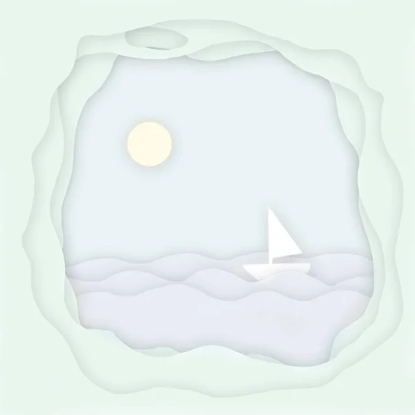 Paper cut sea landscape — Stock Photo, Image