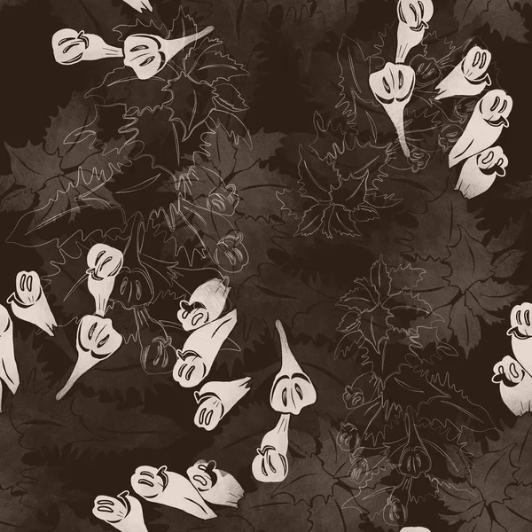 Sömlöst mönster med skogs ört med lila blad och gula blommor — Stockfoto