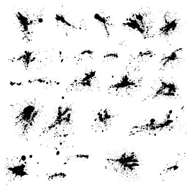 Set of black ink blots isolated on white background. Vector element for you grunge design. clipart